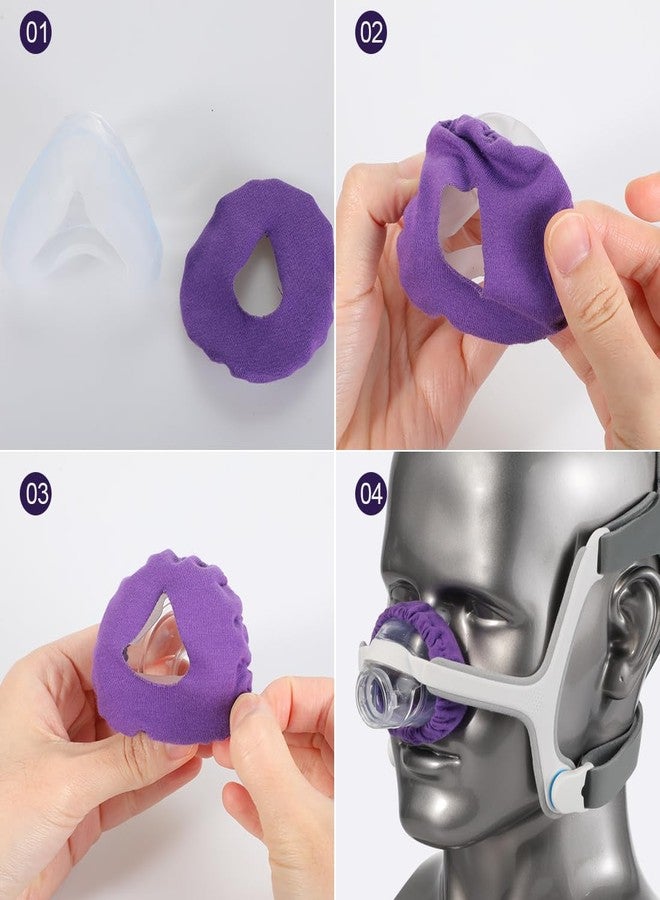 LINXIU 4 Pack Nasal CPAP Mask Liners Compatible with N20 Nasal Mask Cushions Reusable Mask Covers for Comfort, Purple - Image 4